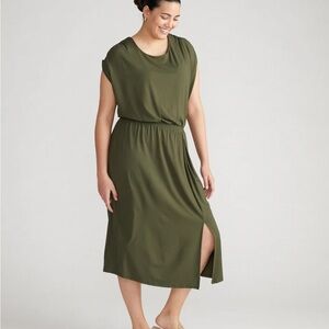 Universal Standard Havana Define Jersey Dress Midi length color Nori NWT 2XS 6-8
